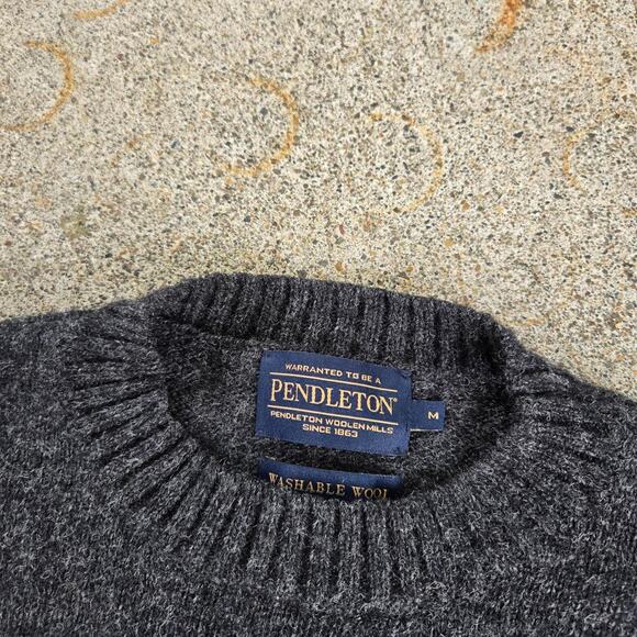 Vtg PENDLETON WOOLEN MILLS Earthtone Outdoors Washable Wool Sweater Med Flaws - Picture 4 of 7